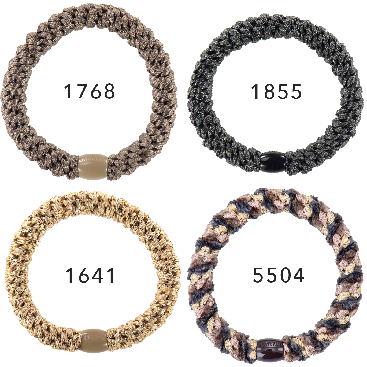 Set Of 4 Camo & Cream Kknekki Hair Ties