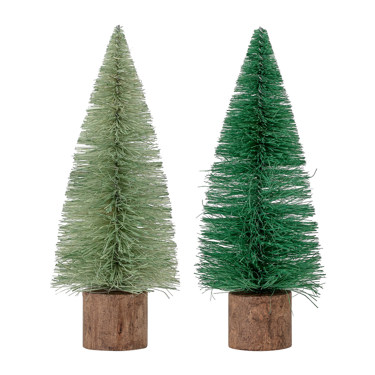 Set Of Two Green Sisal Christmas Tree Decorations