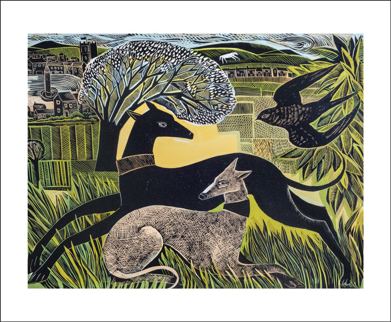 Two Yorkshire Whippets Blank Card