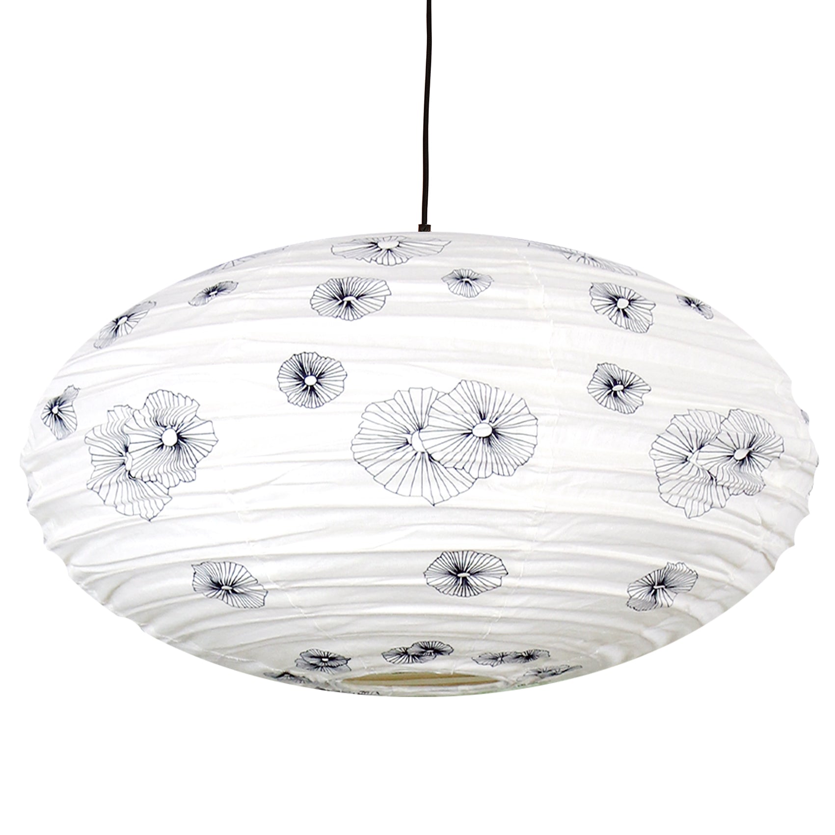 Small 60cm Black & Cream Granulosa Cotton Pendant Lampshade