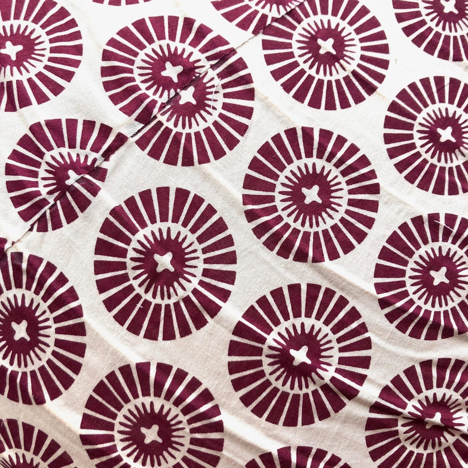 Small 60cm Cream & Maroon Oki Cotton Pendant Lampshade