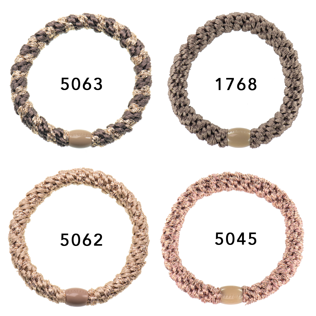 Set Of 4 Pink, Beige, Mole & Gold Kknekki Hair Ties