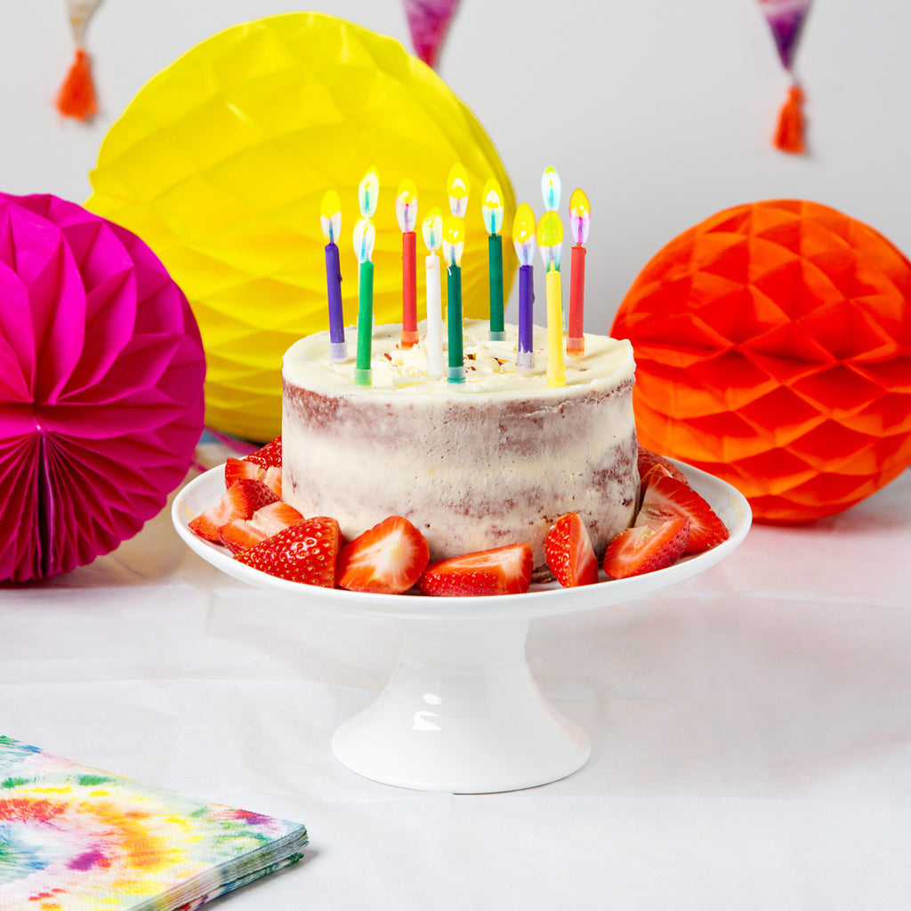 Rainbow Candles With Coloured Flames
