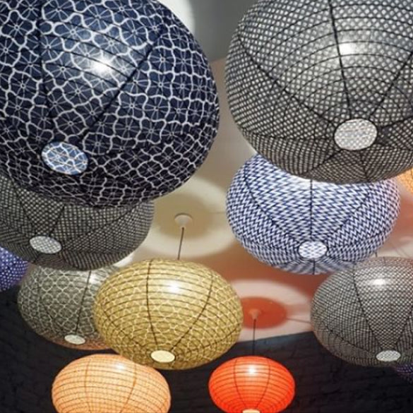 Small 60cm Red & Cream Lotus Cotton Pendant Lampshade
