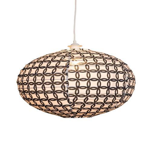 Large 80cm Grey & Black Ring Cotton Pendant Lampshade