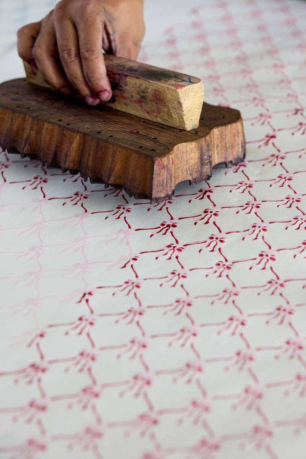 Bows Pink Sorbet Block Printed Wrapping Paper