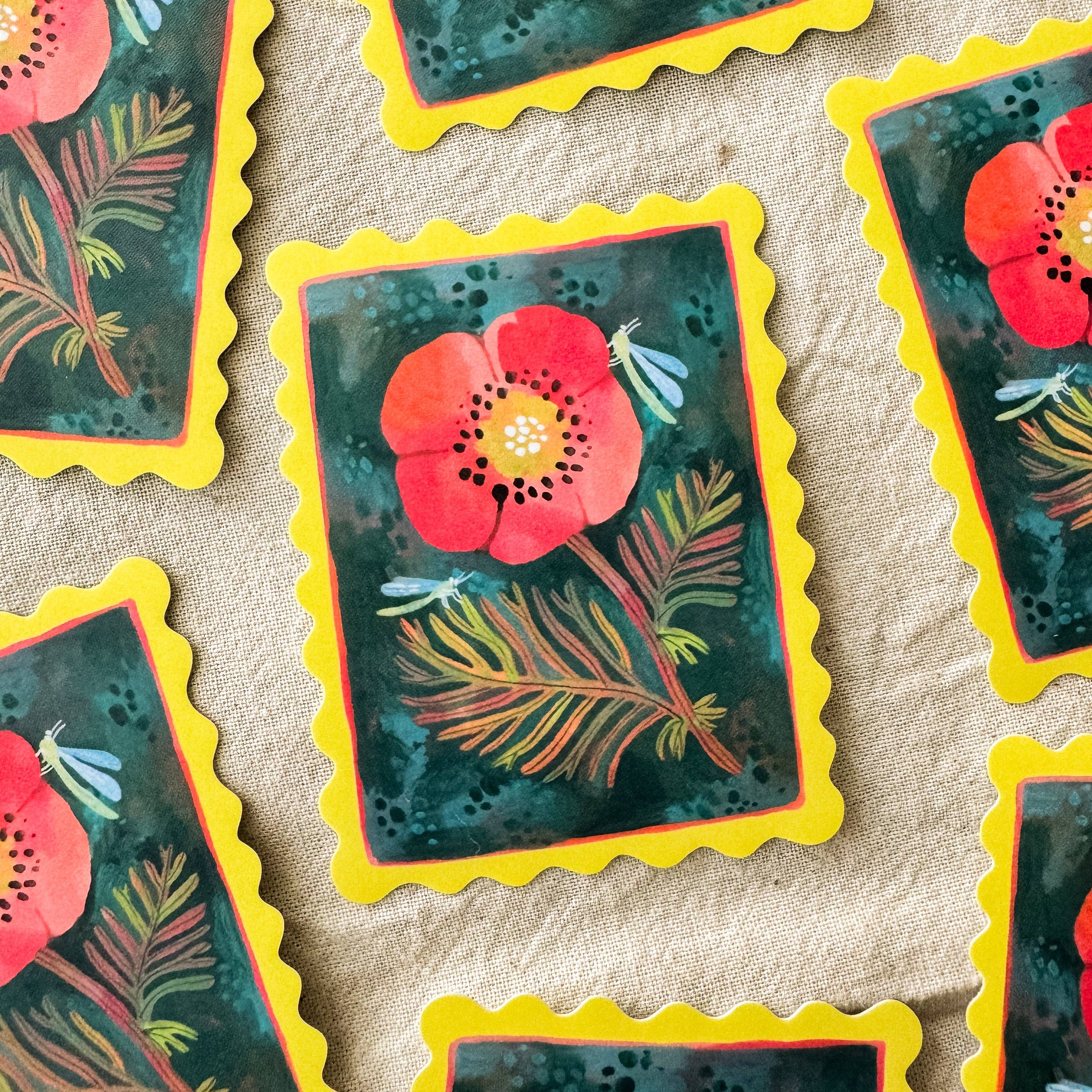 Poppy Stamp Vinyl Sticker