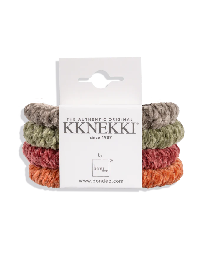 Set Of Green, Orange & Brown Velvet Kknekki Hair Ties