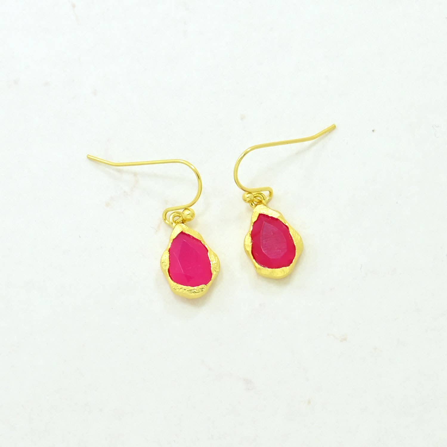Kailany Earring Gold Plated - Pink Fuchsia Onyx