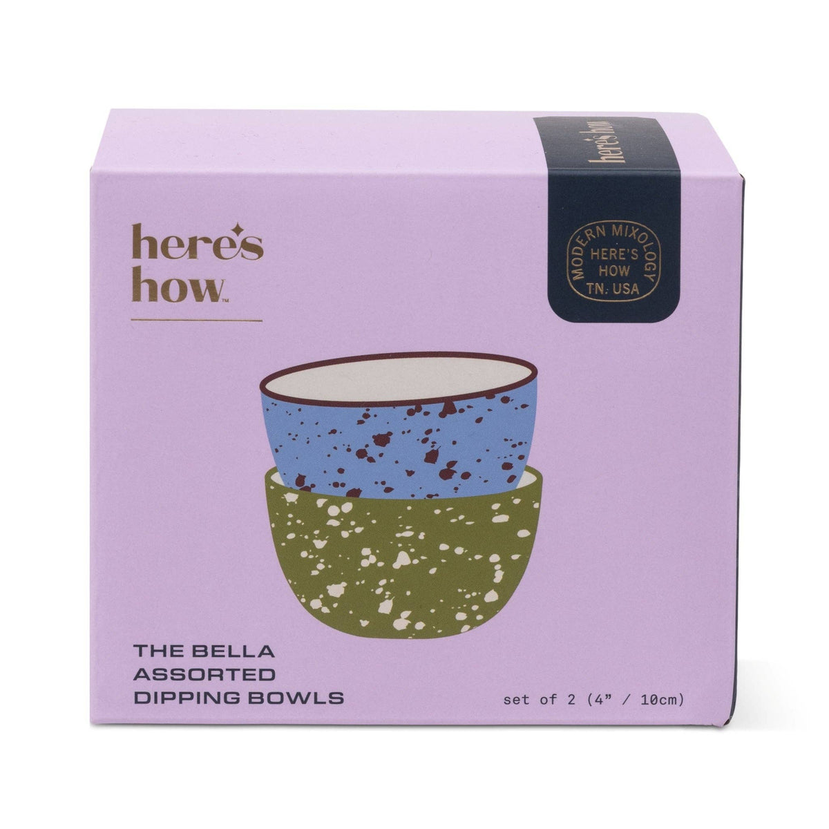 Set of 2 Dipping Bowls - Blue & Olive Splatter