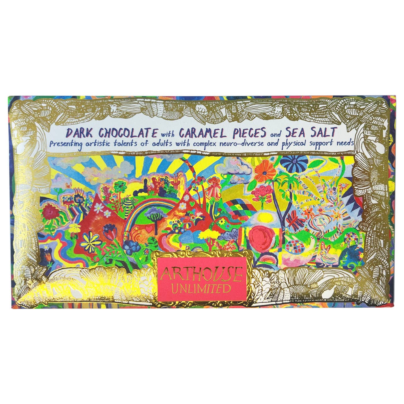 Joy Revolution, Dark Chocolate Bar with Caramel Pieces & Sea Salt
