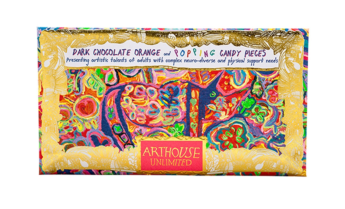 Rhino in Bloom Orange & Popping Candy Dark Chocolate