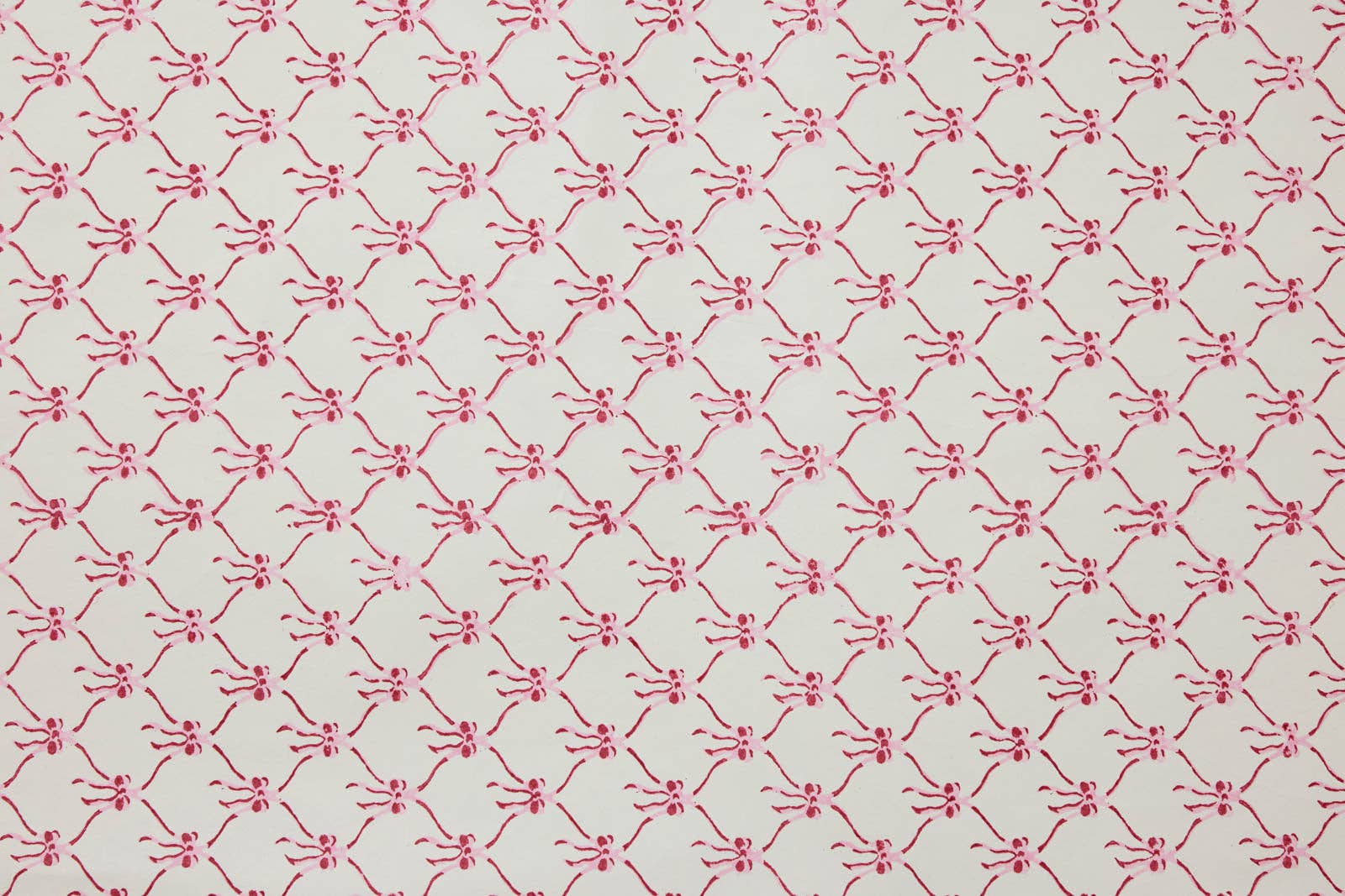 Bows Pink Sorbet Block Printed Wrapping Paper