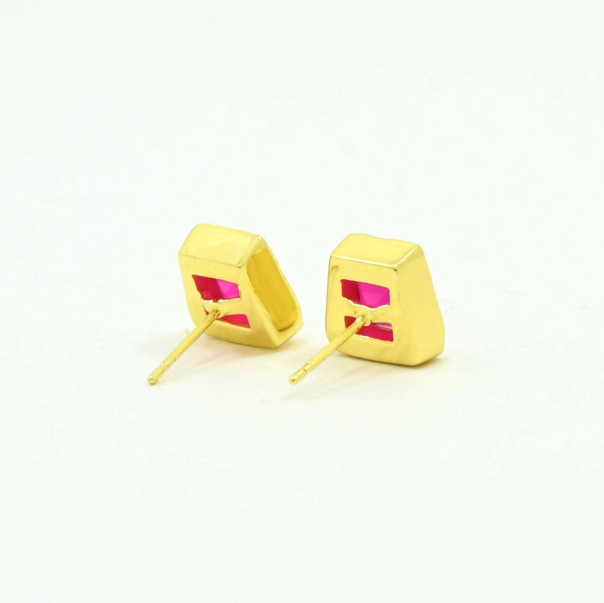 Aria Stud Earring Gold Plated - Pink Fuchsia Onyx