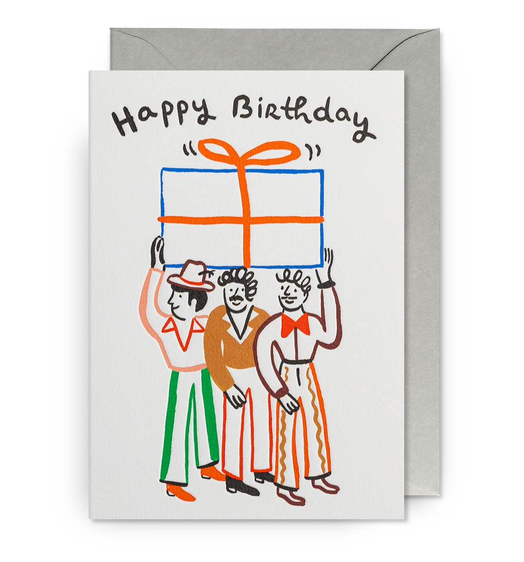 Big Present Retro Birthday Card