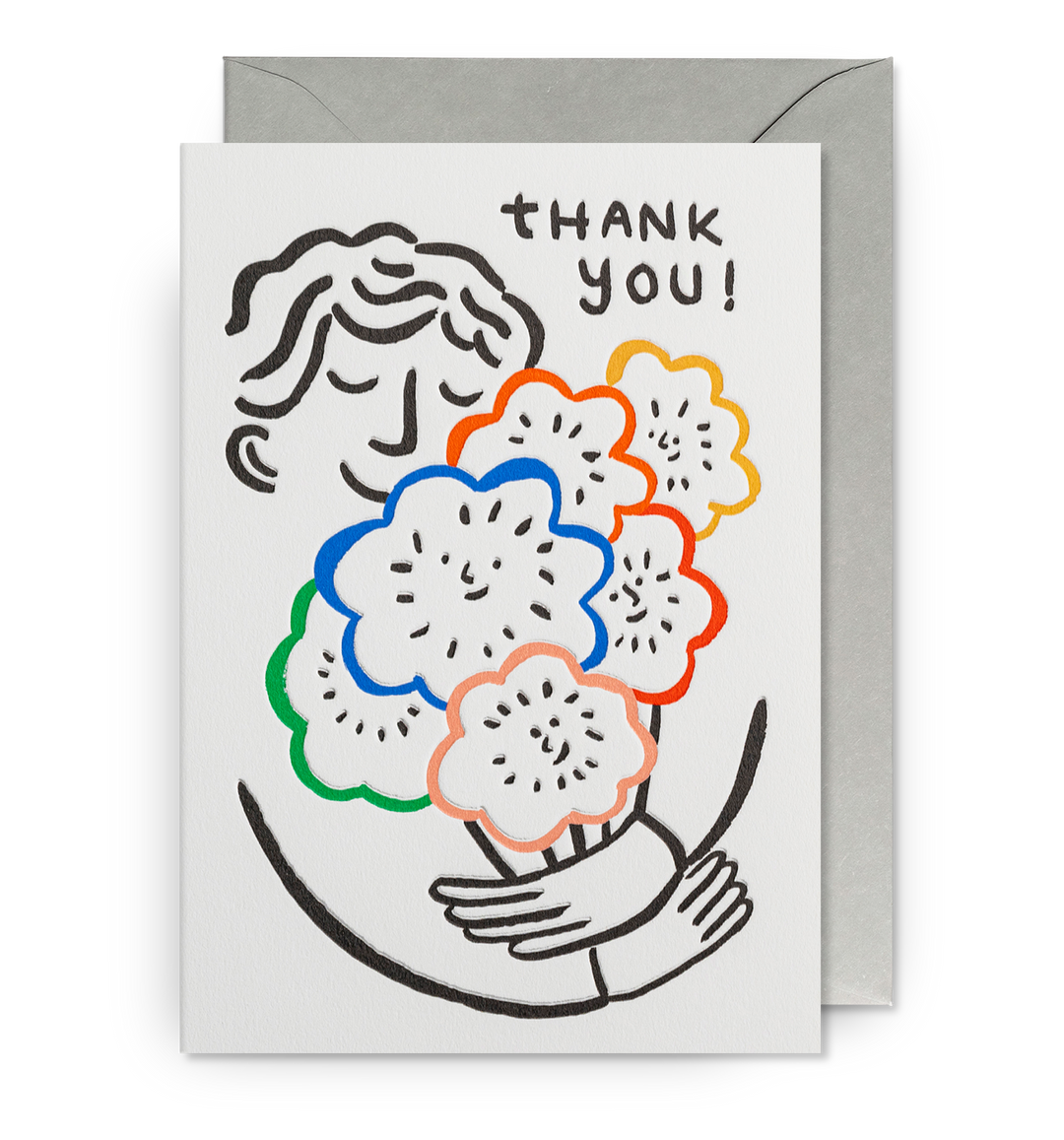 Floral Bouquet Retro Thank You Card