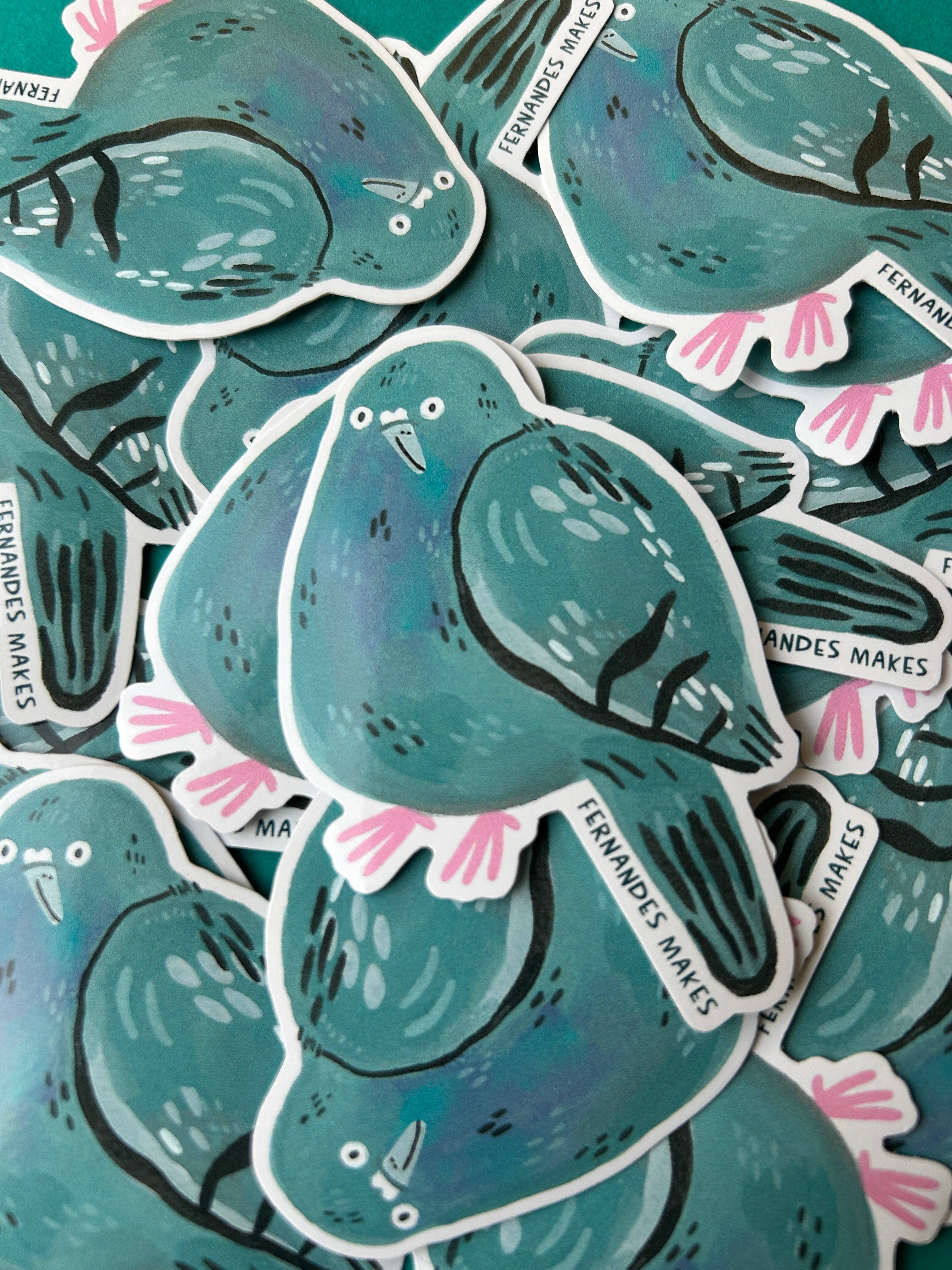 Glitter Tobias Pigeon Vinyl Sticker