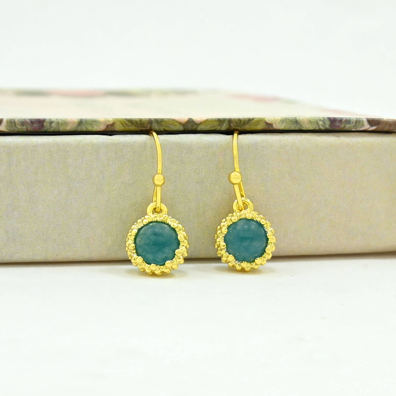 Dove Earring Gold Plated - Neon Blue Jade