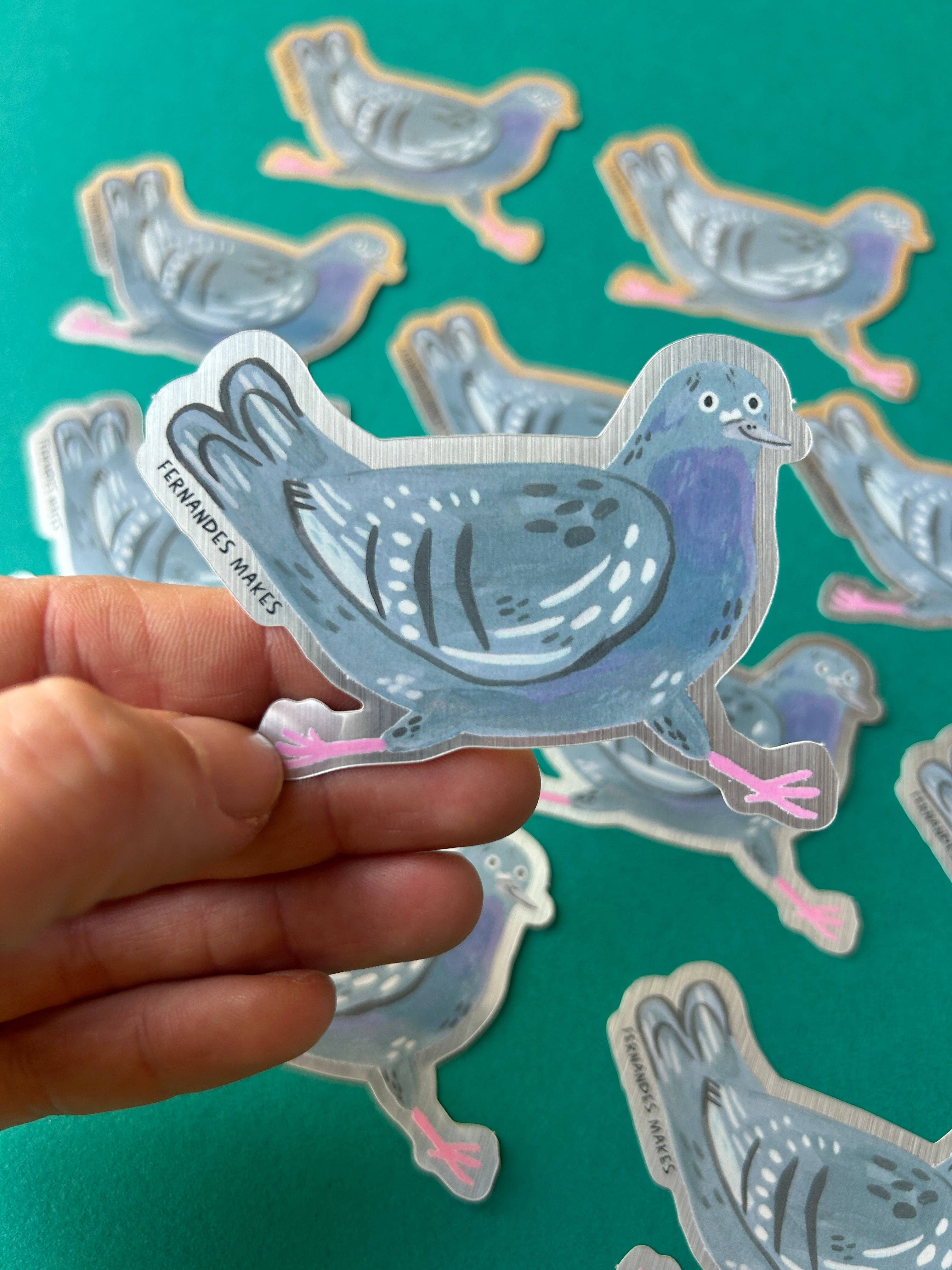 Glitter Tobias Pigeon Vinyl Sticker