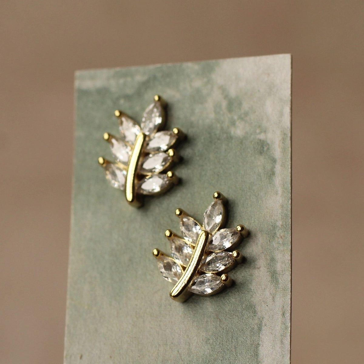 Crystal Vintage Leaf Stud Earrings