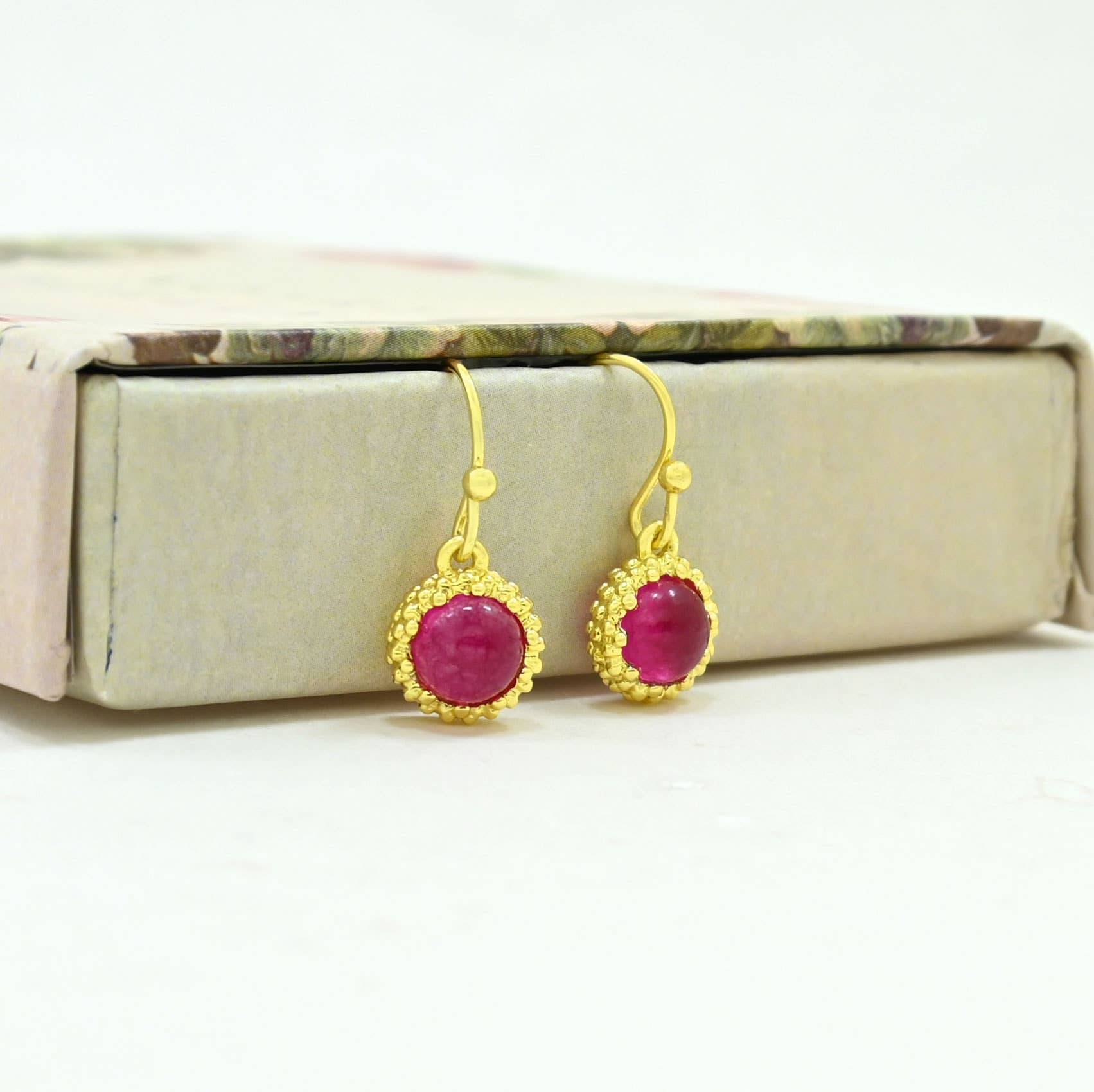 Dove Earring Gold Plated - Pink Jade
