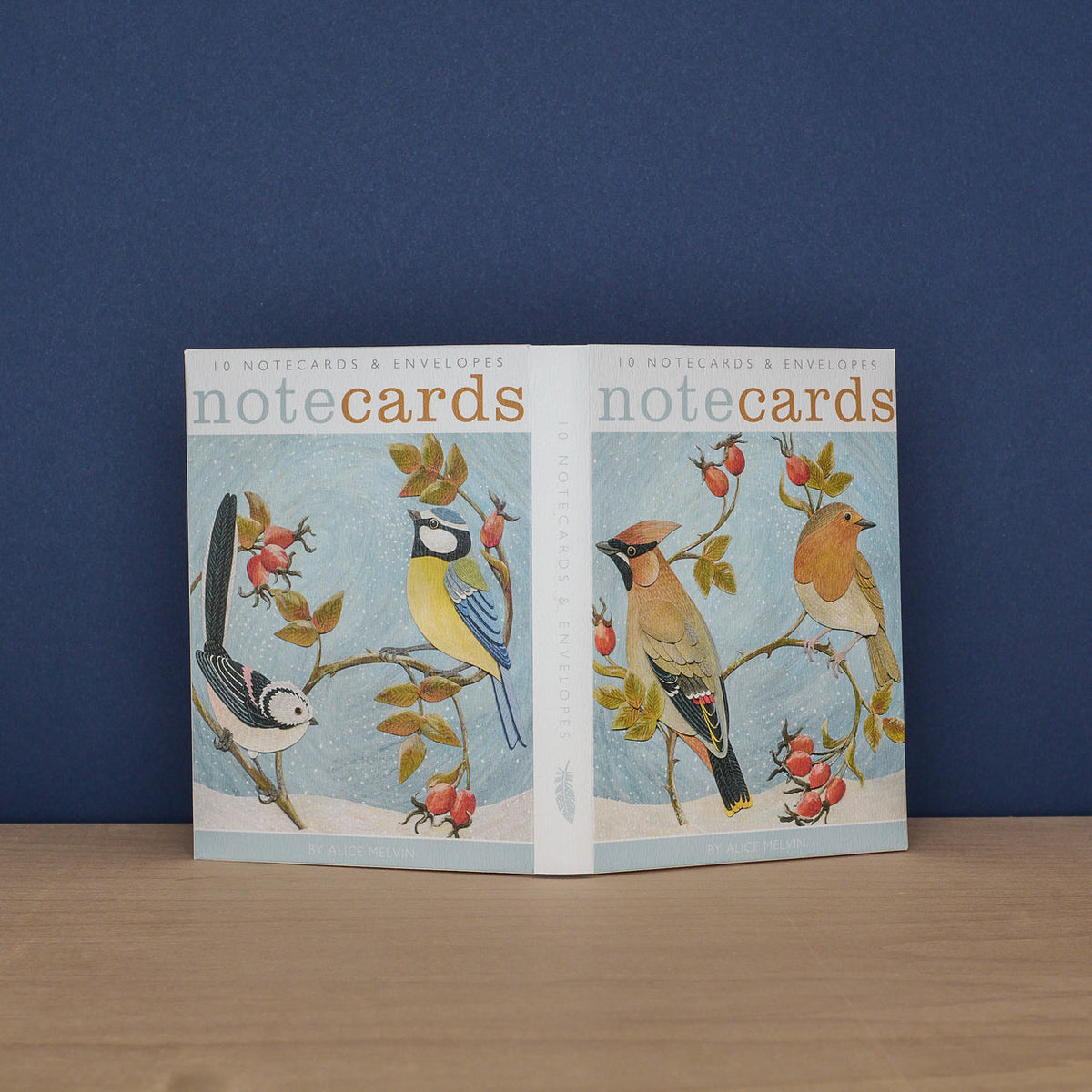 Pack Of 10 Notecards & Envelopes - Waxwing and Robin & Long-Tailed Tit and Blue Tit