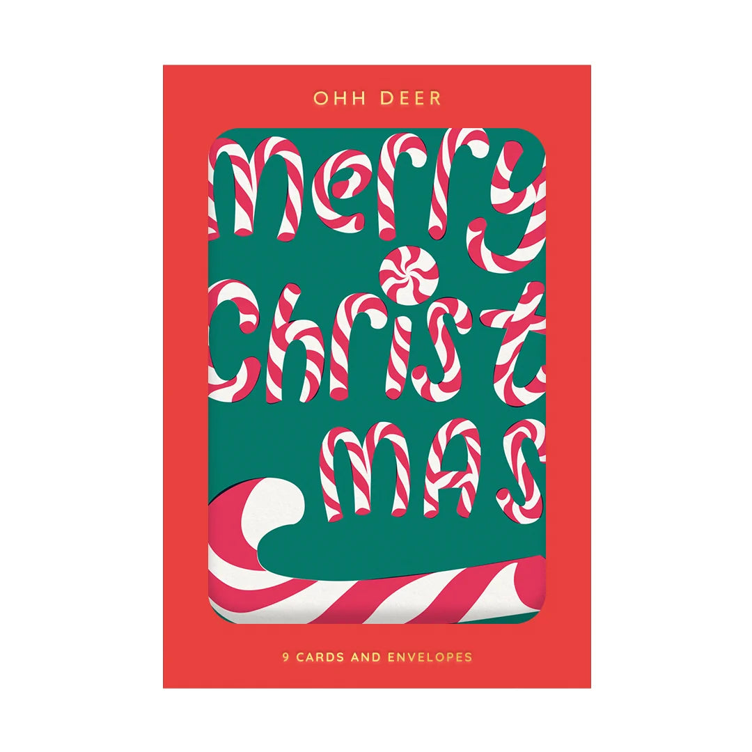 Candy Cane Christmas Cards (Pack of 9)