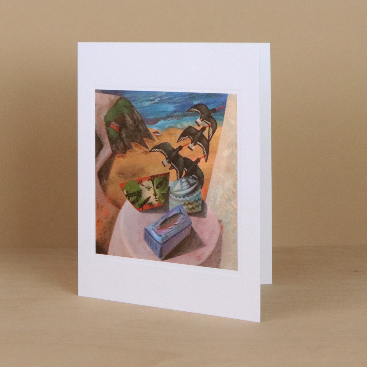 Oystercatchers and Still Life at Aberporth Blank Card