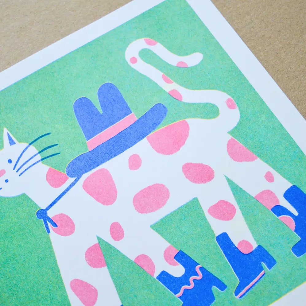 Cowboy Cat Riso Print