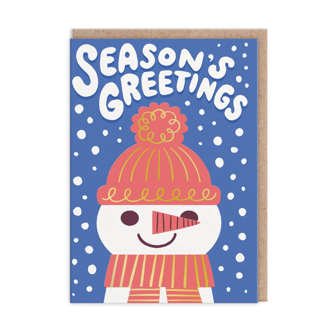Seasons Greeting Snowman Christmas Card