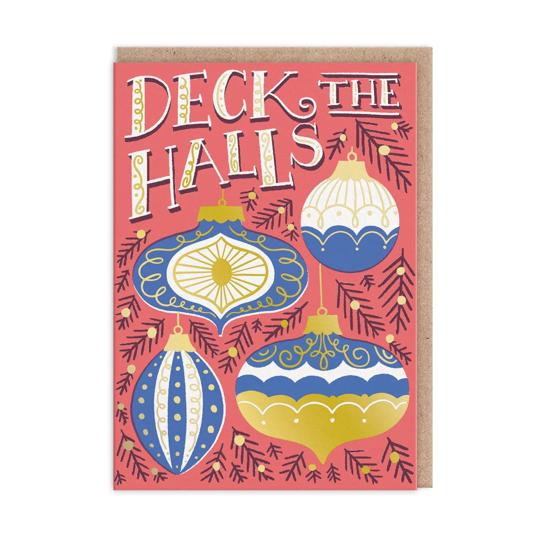 Deck The Halls Baubles Christmas Card
