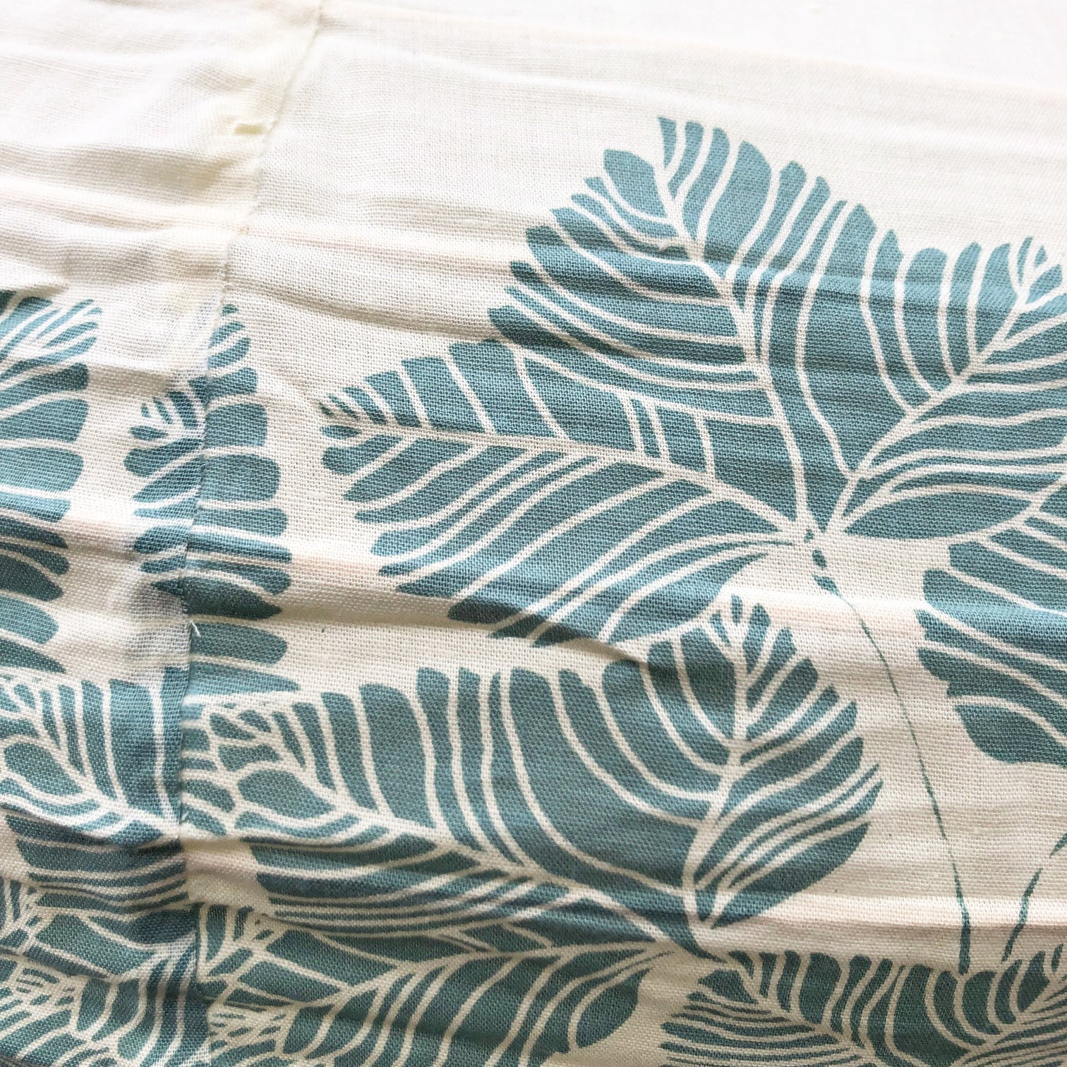 Large 80cm Cream & Teal Vine Cotton Pendant Lampshade