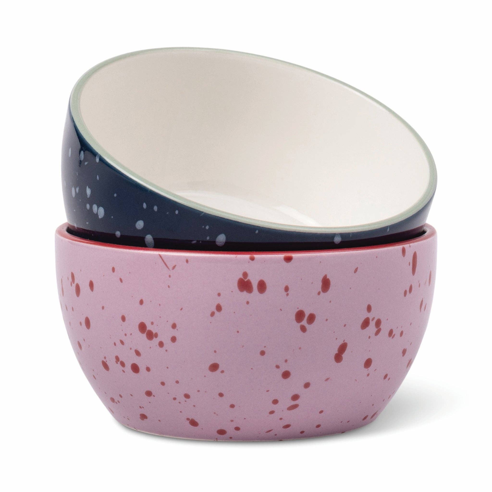 Set of 2 Dipping Bowls Navy & Lilac Splatter