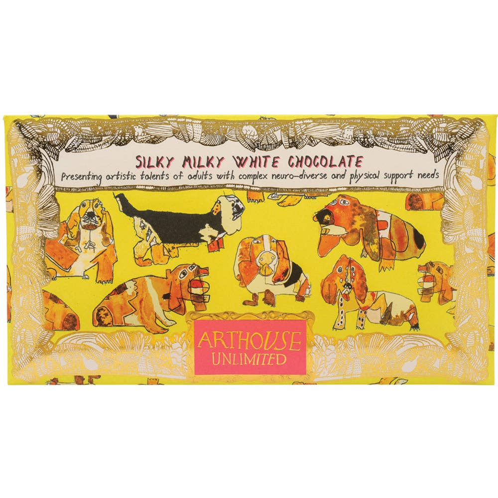 Happy Hounds, Silky Milky White Bar Chocolate with Madagascan Vanilla