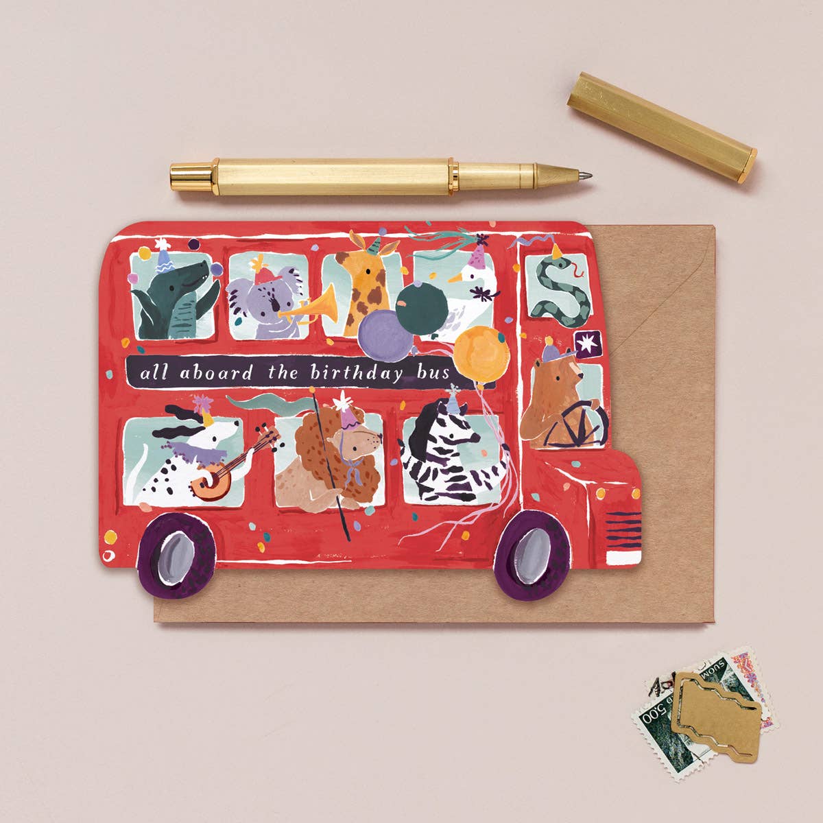 Party Bus Die-Cut Birthday Card