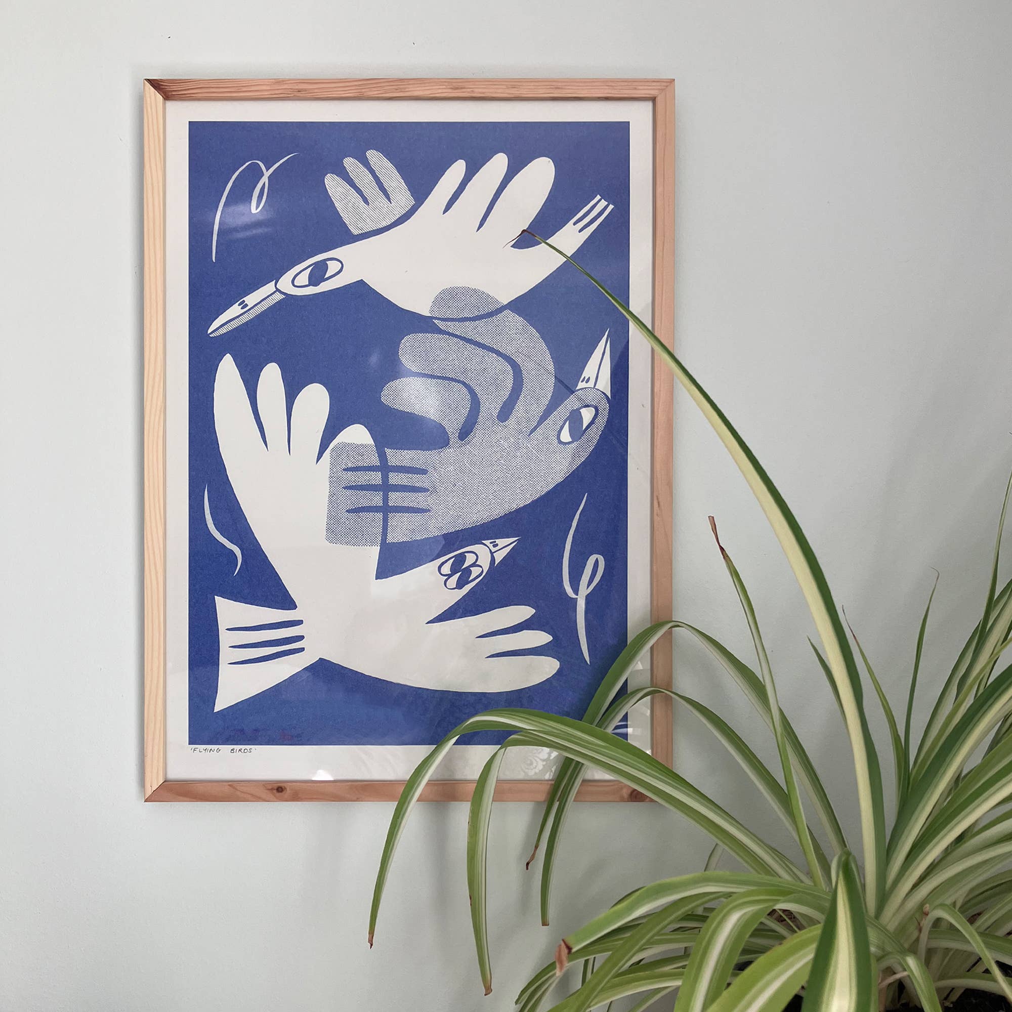 Flying Birds (Blue) A3 Riso Print