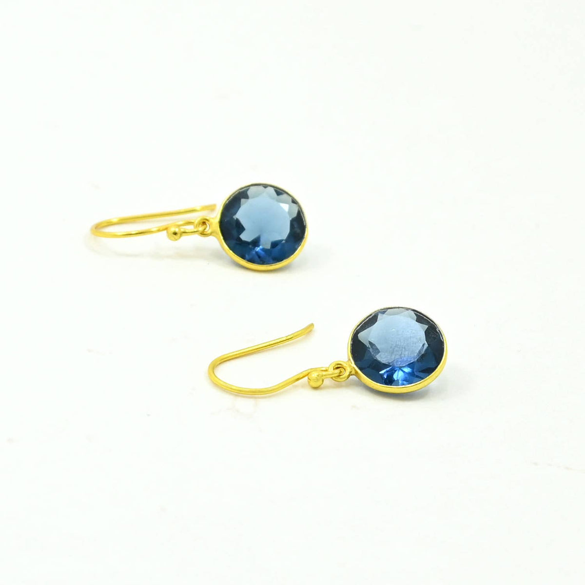 Round Gemstone Earring Gold Silver 925 - Blue Iolite