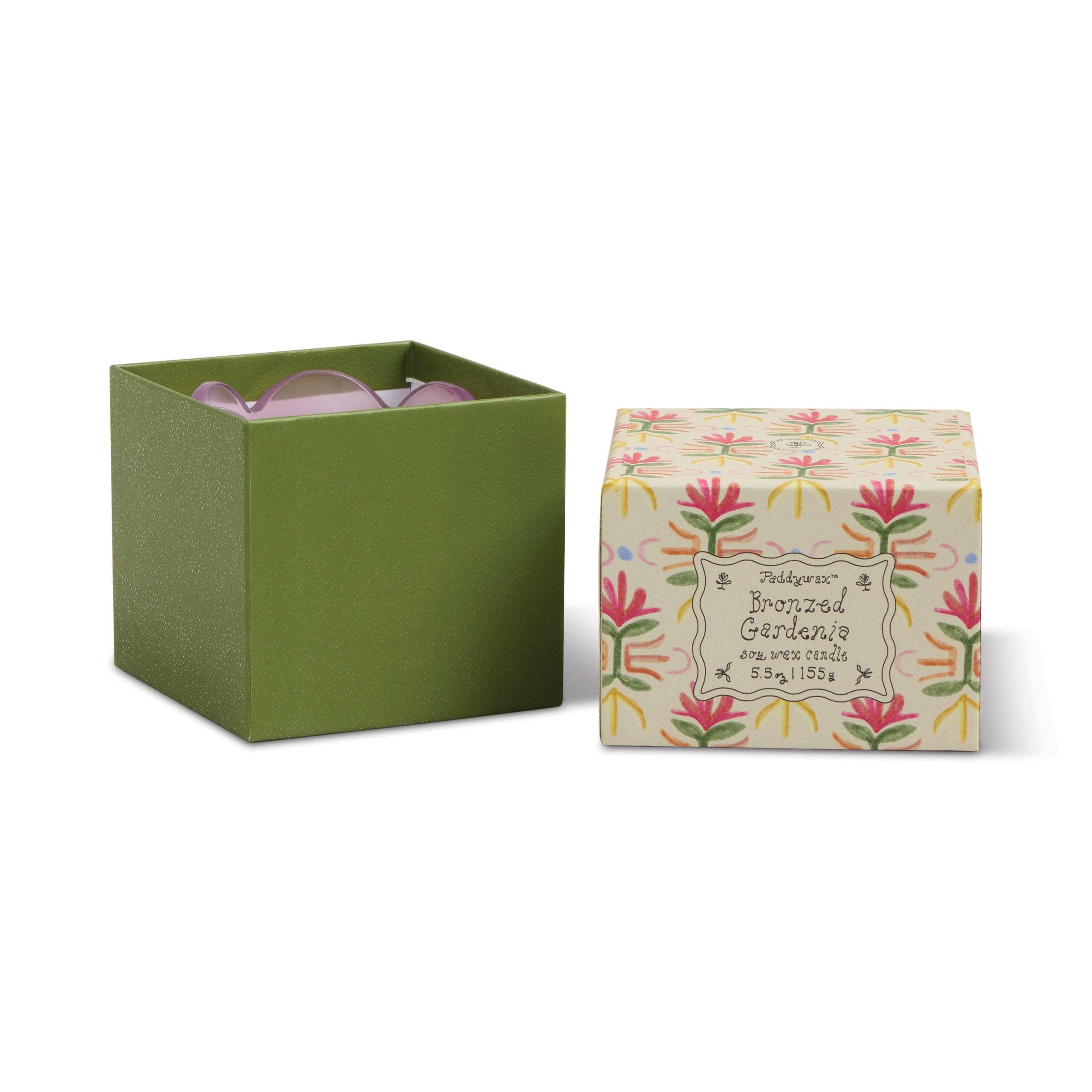 Purple & Green Glass Candle - Bronzed Gardenia