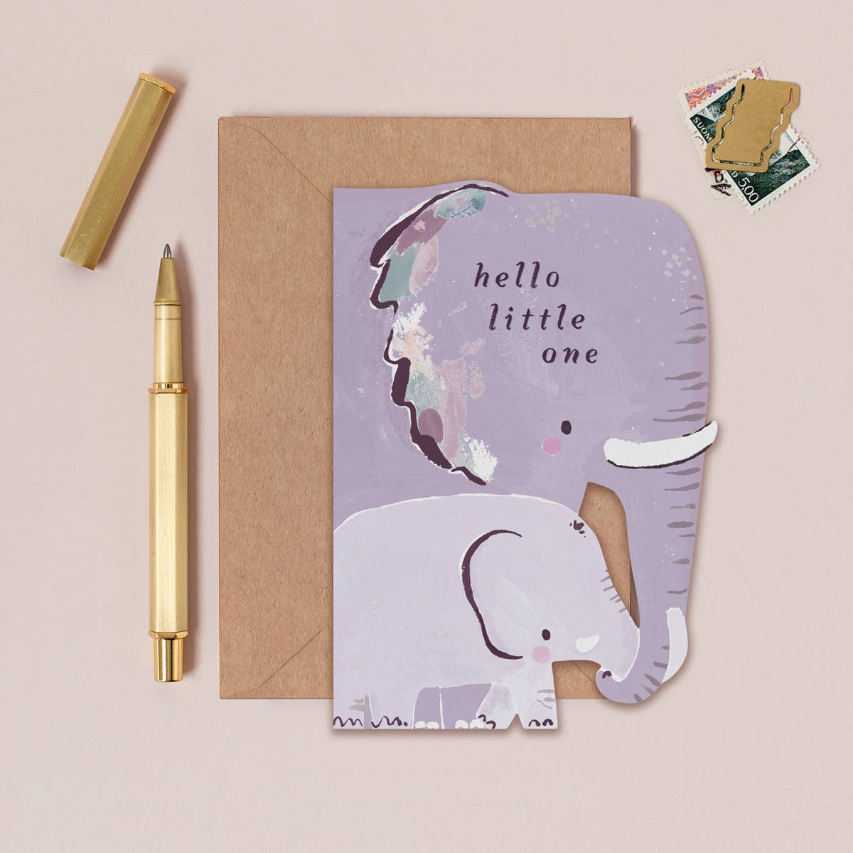 Elephant New Baby Die-Cut Card