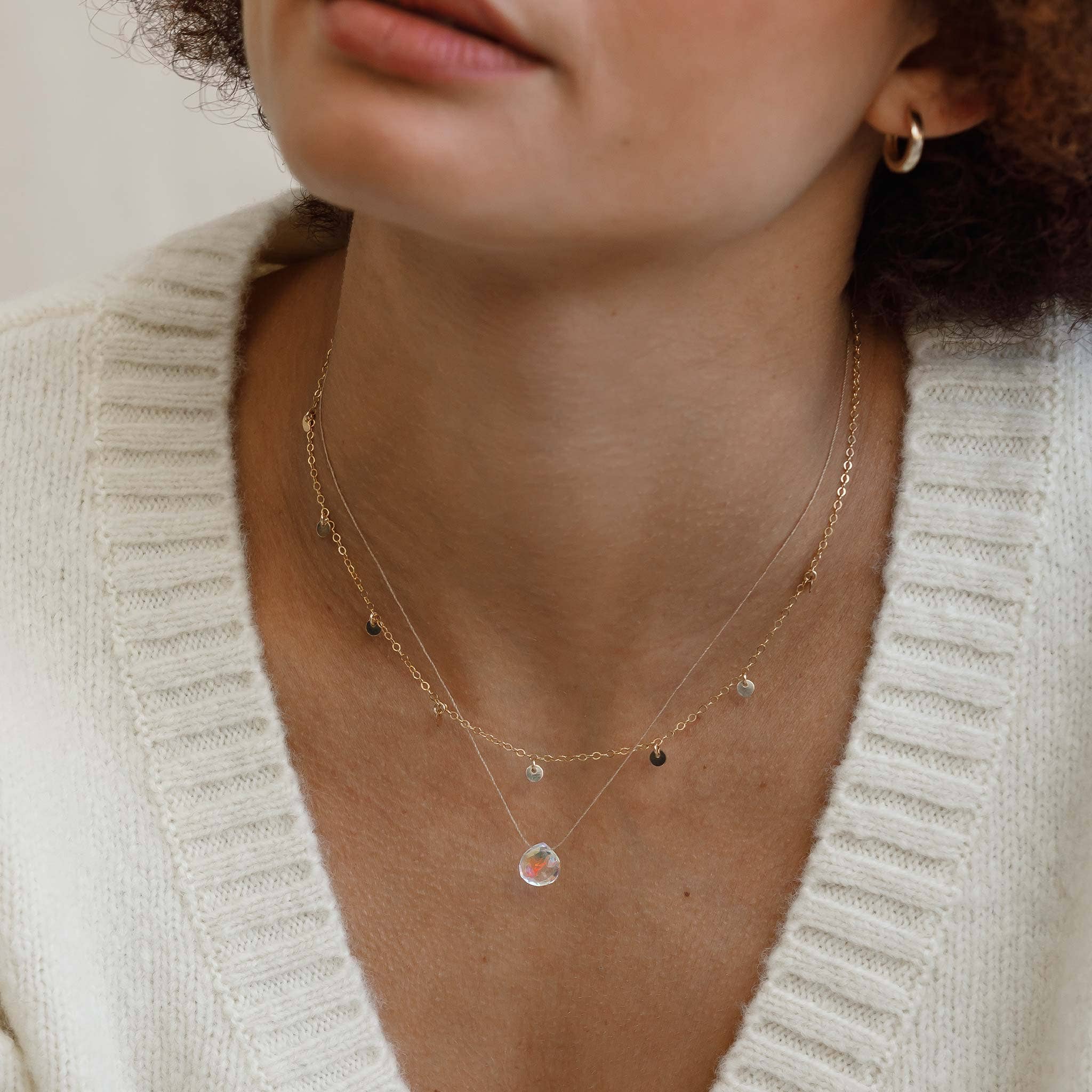 Rainbow Quartz Fine Cord Necklace