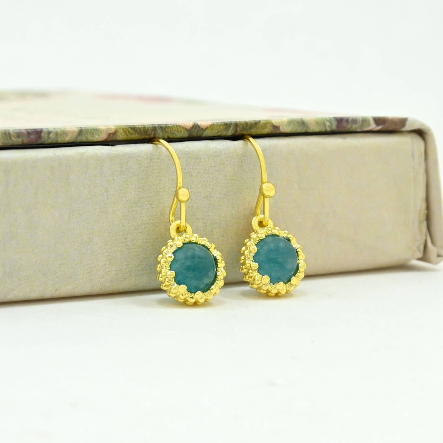 Dove Earring Gold Plated - Neon Blue Jade