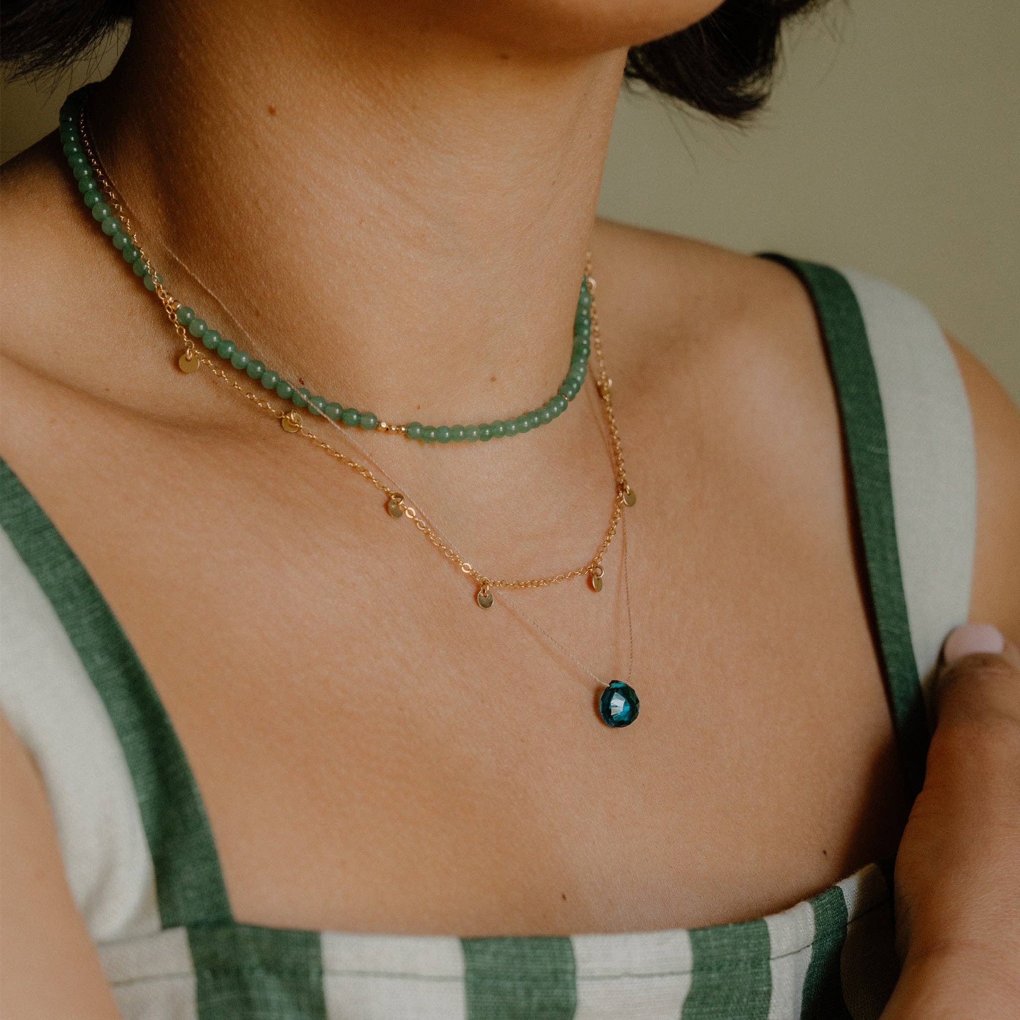 Portofino Blue Quartz Fine Cord Necklace