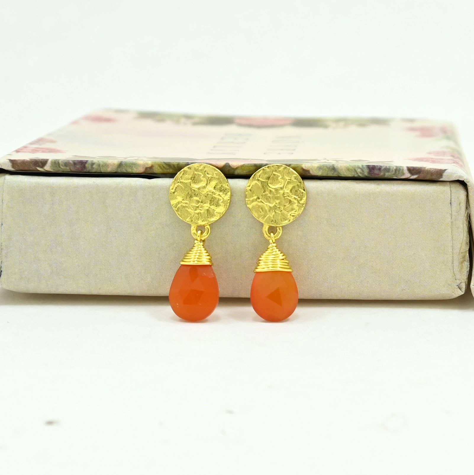 Abigail Earring Gold Plated - Carnelian