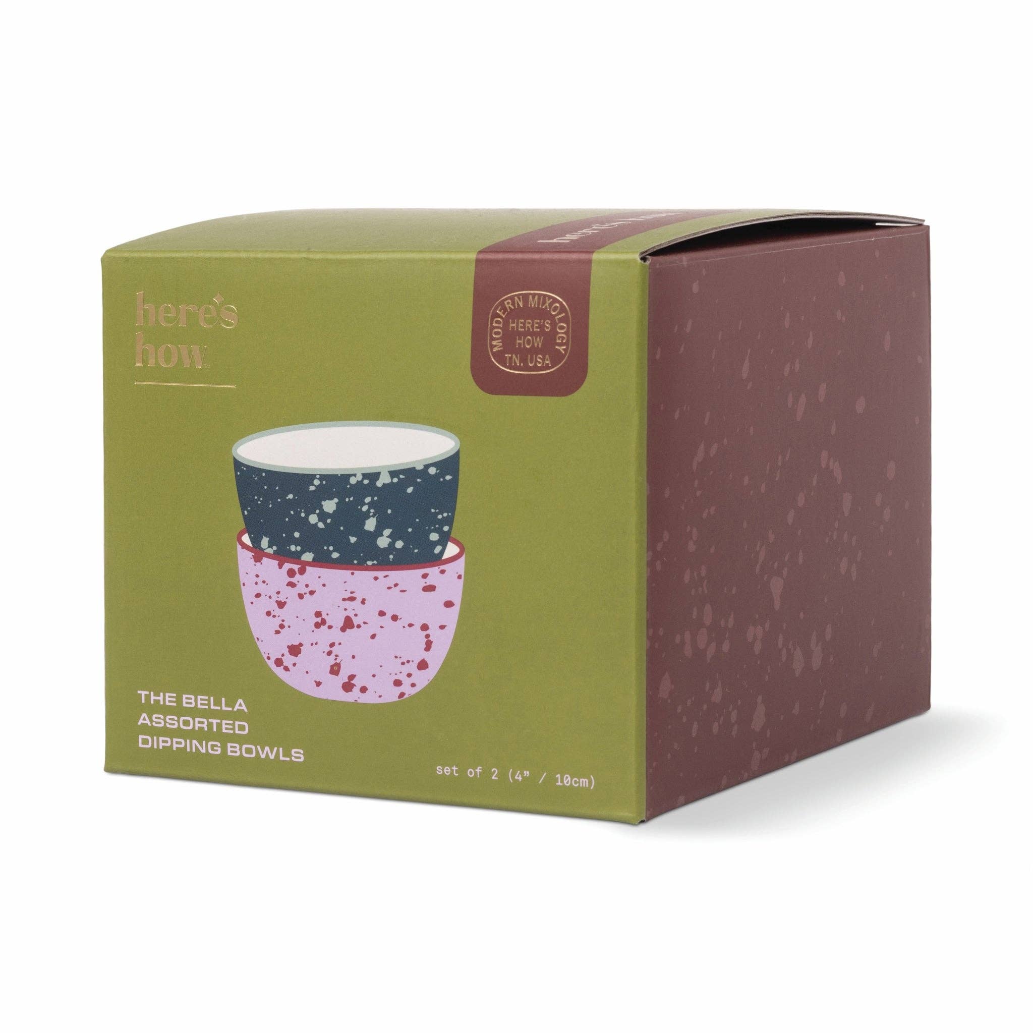 Set of 2 Dipping Bowls Navy & Lilac Splatter
