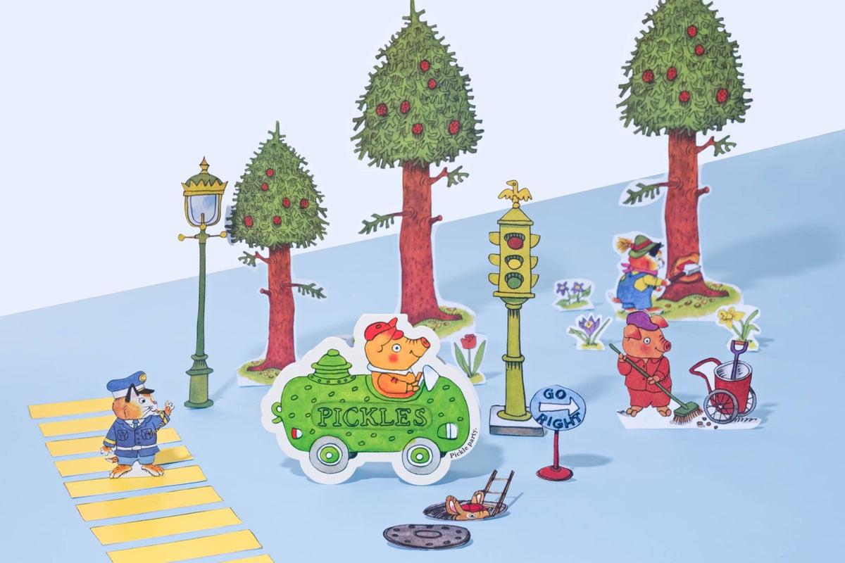 Lowly Worm Apple Car - Die-cut Card by Richard Scarry
