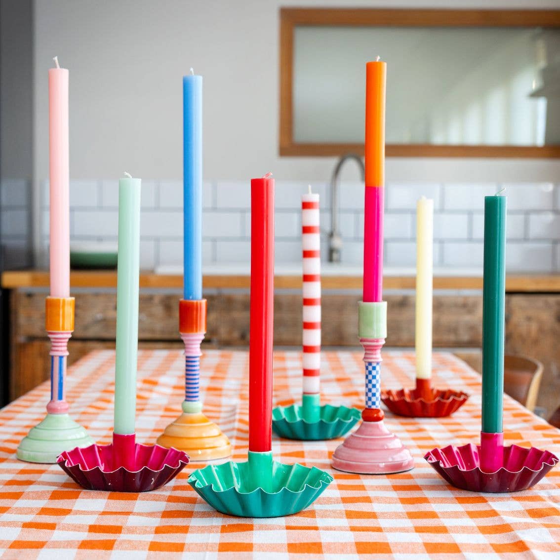 Orange & Pink Dinner Candles