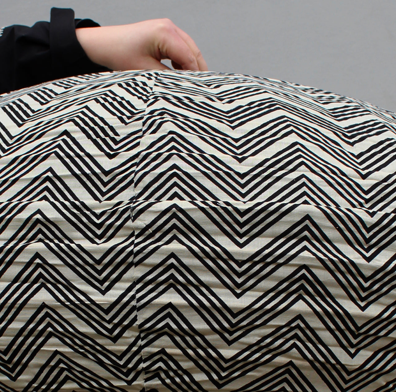 Small 60cm Black & Cream Kuba Cotton Pendant Lampshade