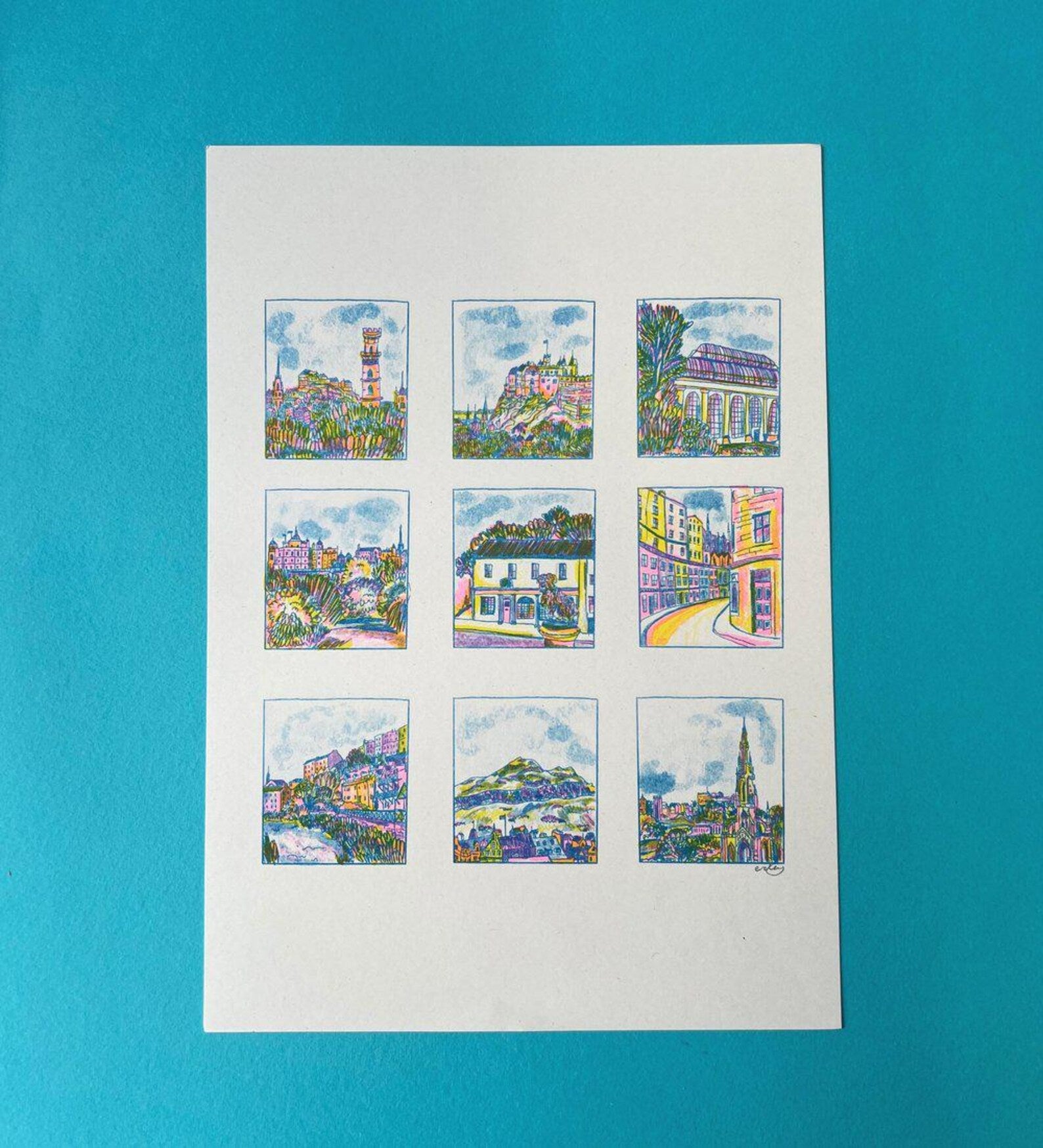 A3 Edinburgh Hot Spots Risograph Print