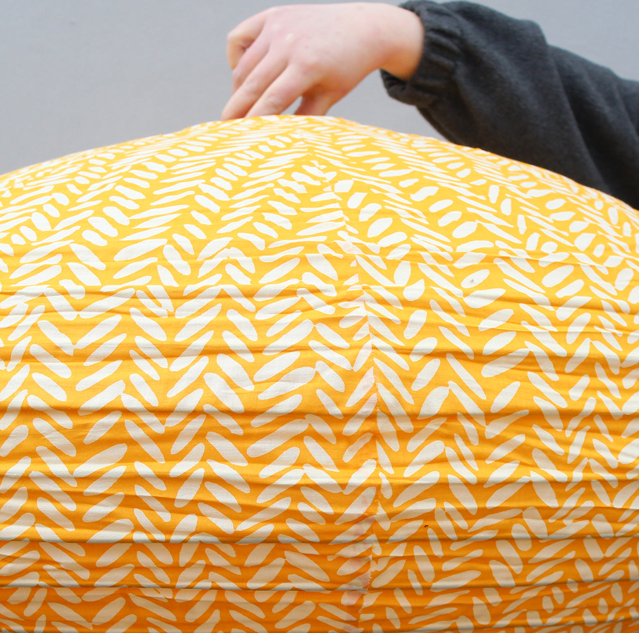 Large 80cm Cream & Marigold Rice Cotton Pendant Lampshade