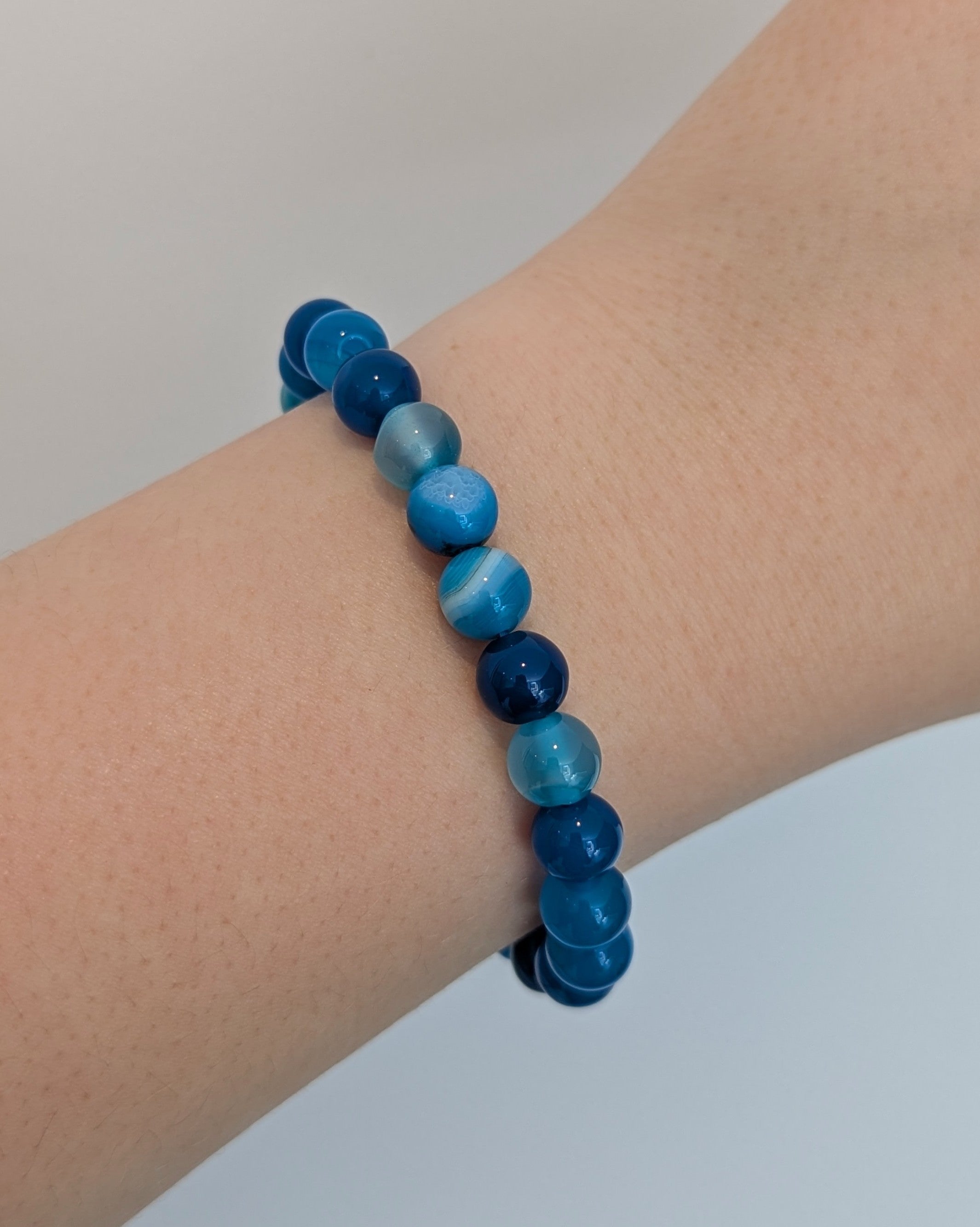 Blue Agate Bead Bracelet